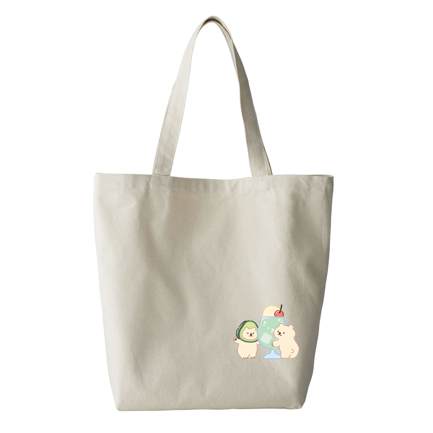 オーガニックトートバッグ Lサイズ アニマル くま 食べ物 クリームソーダ