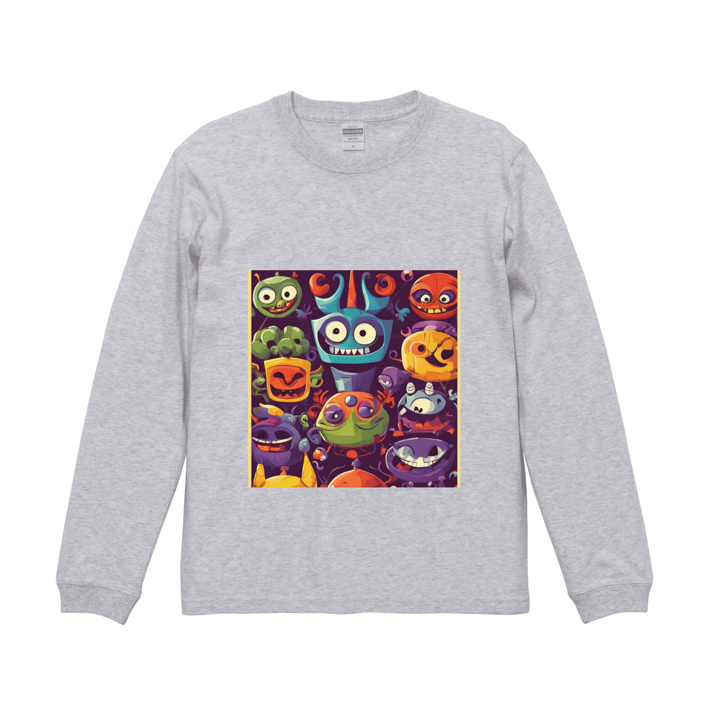 アッシュロングスリーブTシャツ Mサイズ Comical cartoon drawing of a cute villans