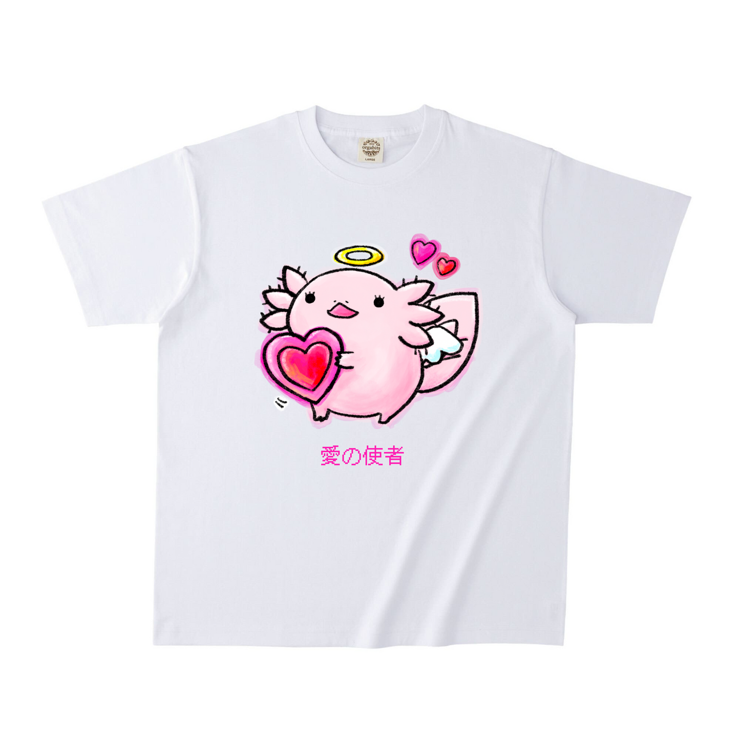 ホワイトオーガニック半袖Tシャツ Mサイズ 愛の使者