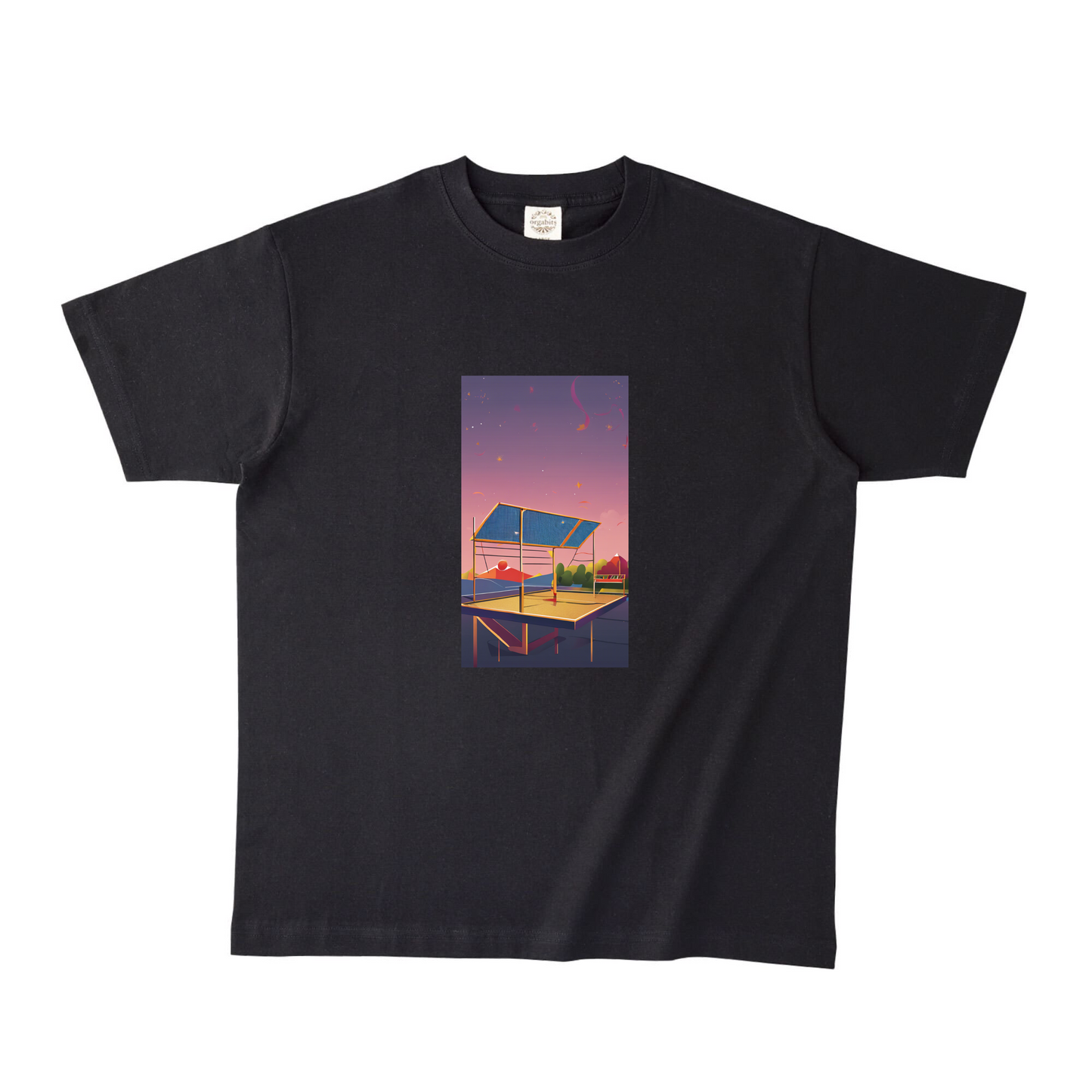 ブラックオーガニック半袖Tシャツ Lサイズ pingpong