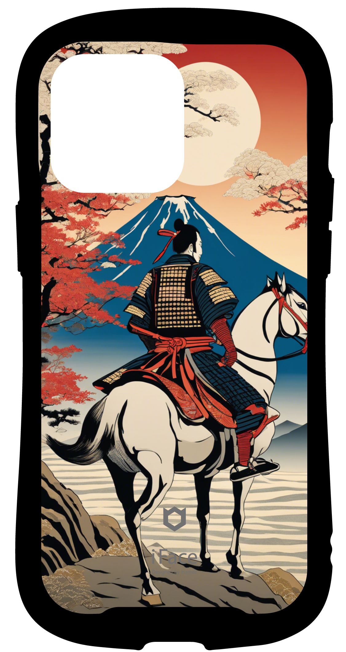 iFace reflectionインナーシート iPhone14ProMax Ukiyo-e samurai in front of mount fuji