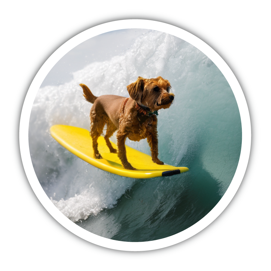 おやつ缶 丸缶 Sサイズ サーフィンをする犬