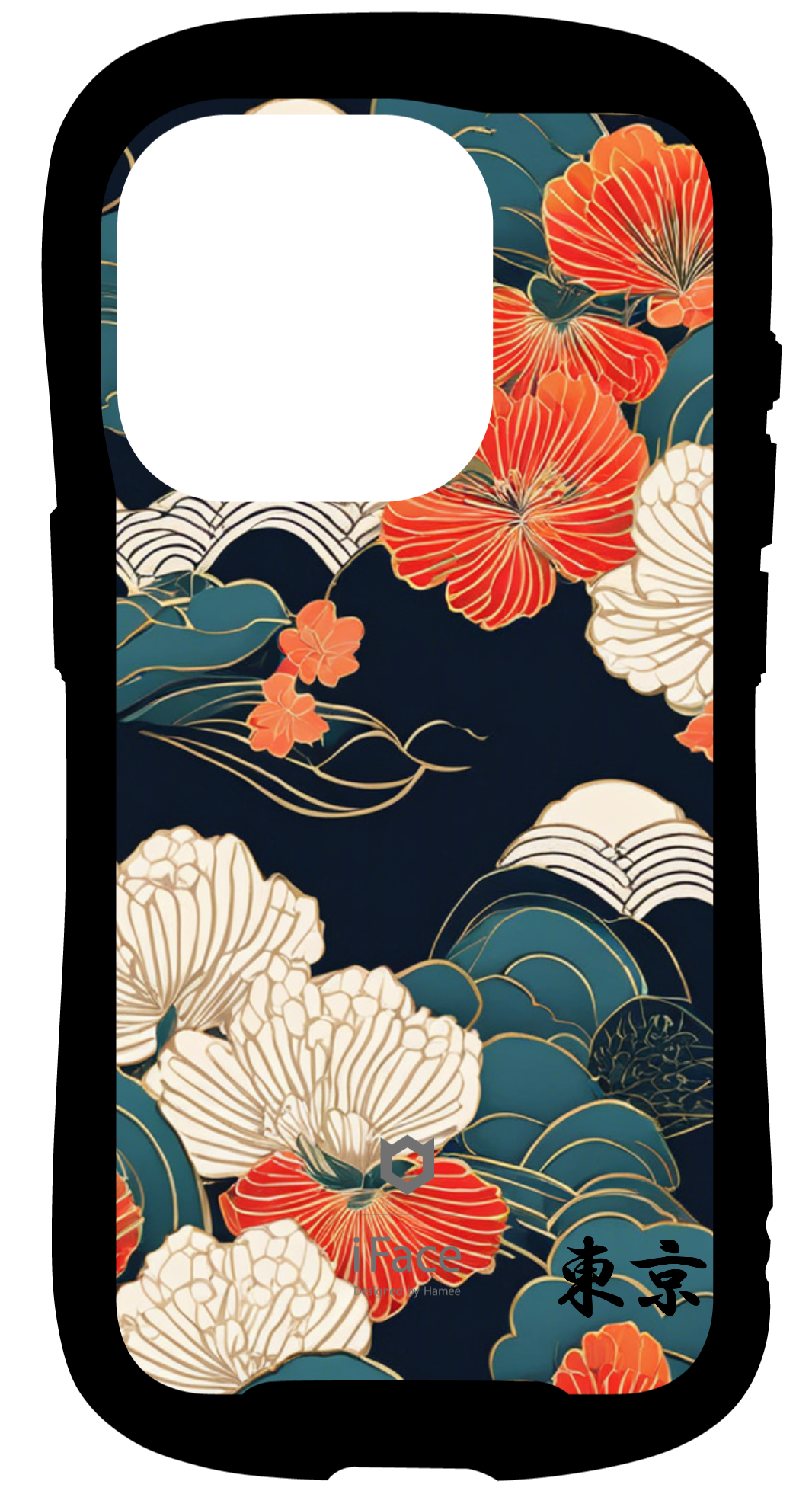 iFace reflectionインナーシート iPhone15Pro Seamless patterns, Japan style Traditional オリジナルスタンプ モノクロ 日本
