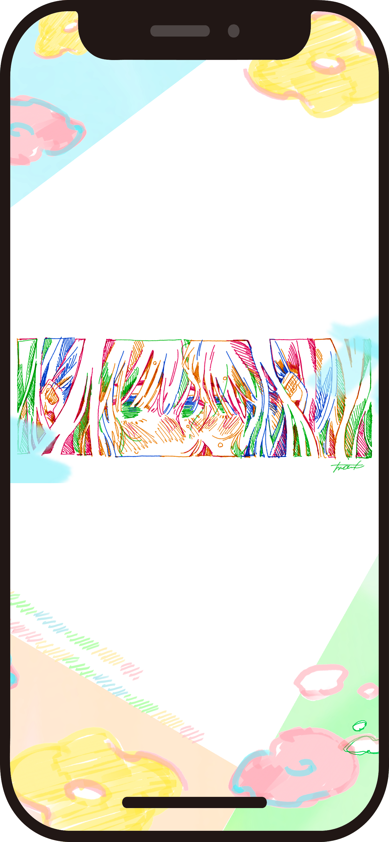 スマホ用壁紙 女の子 カラフル