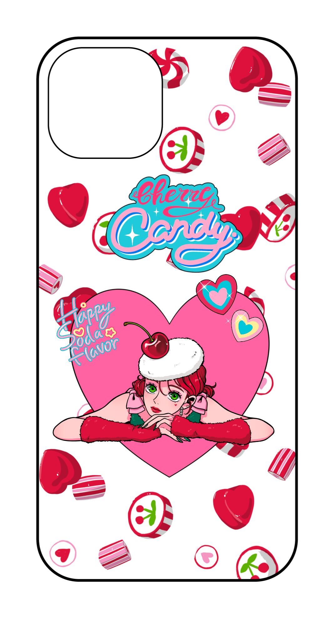 カスタマイズスマホケース iPhone13 ハート 女の子 フルーツ キャラクター ロゴ