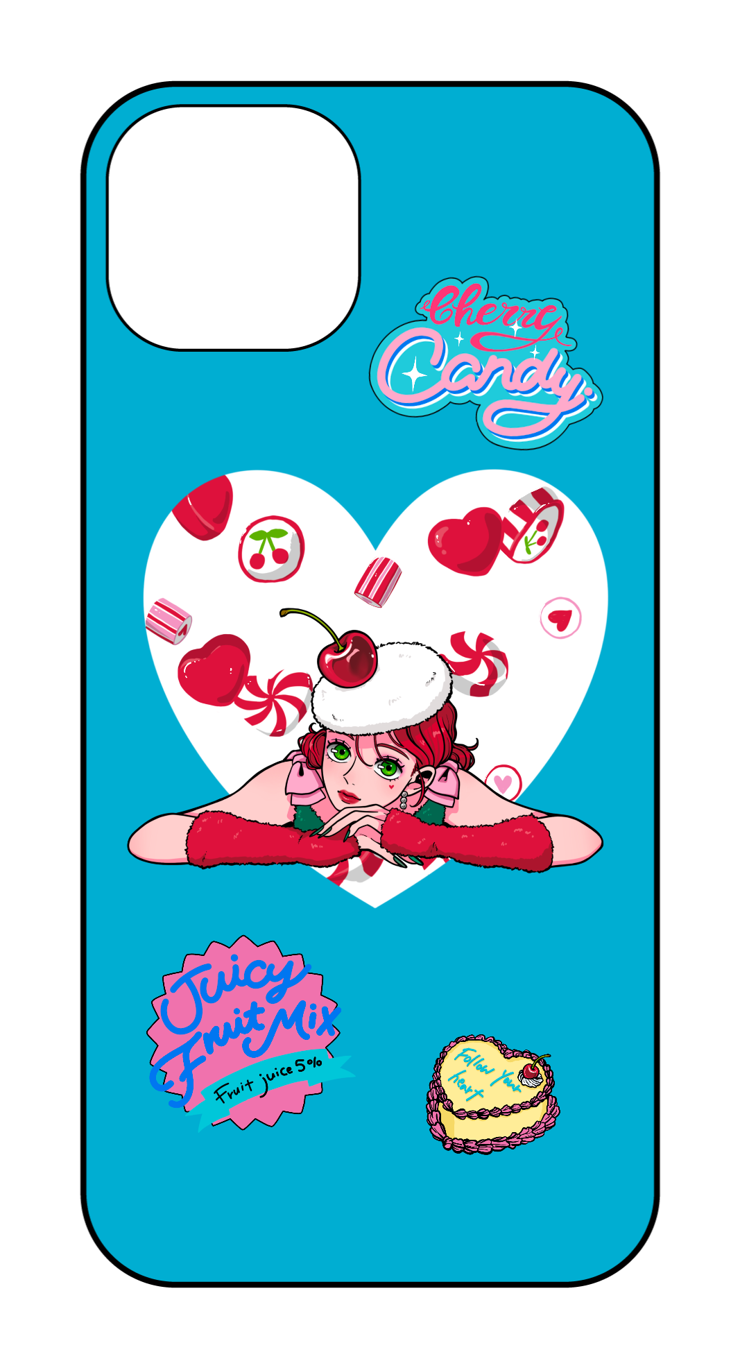 カスタマイズスマホケース iPhone13 女の子 フルーツ ロゴ