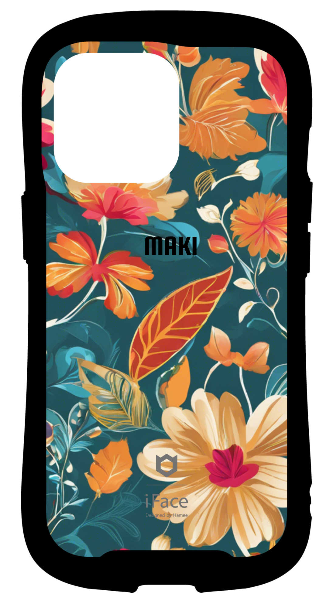 iFace reflectionインナーシート iPhone13Pro Seamless patterns, お花 pinue オリジナルスタンプ シンプル MAKI