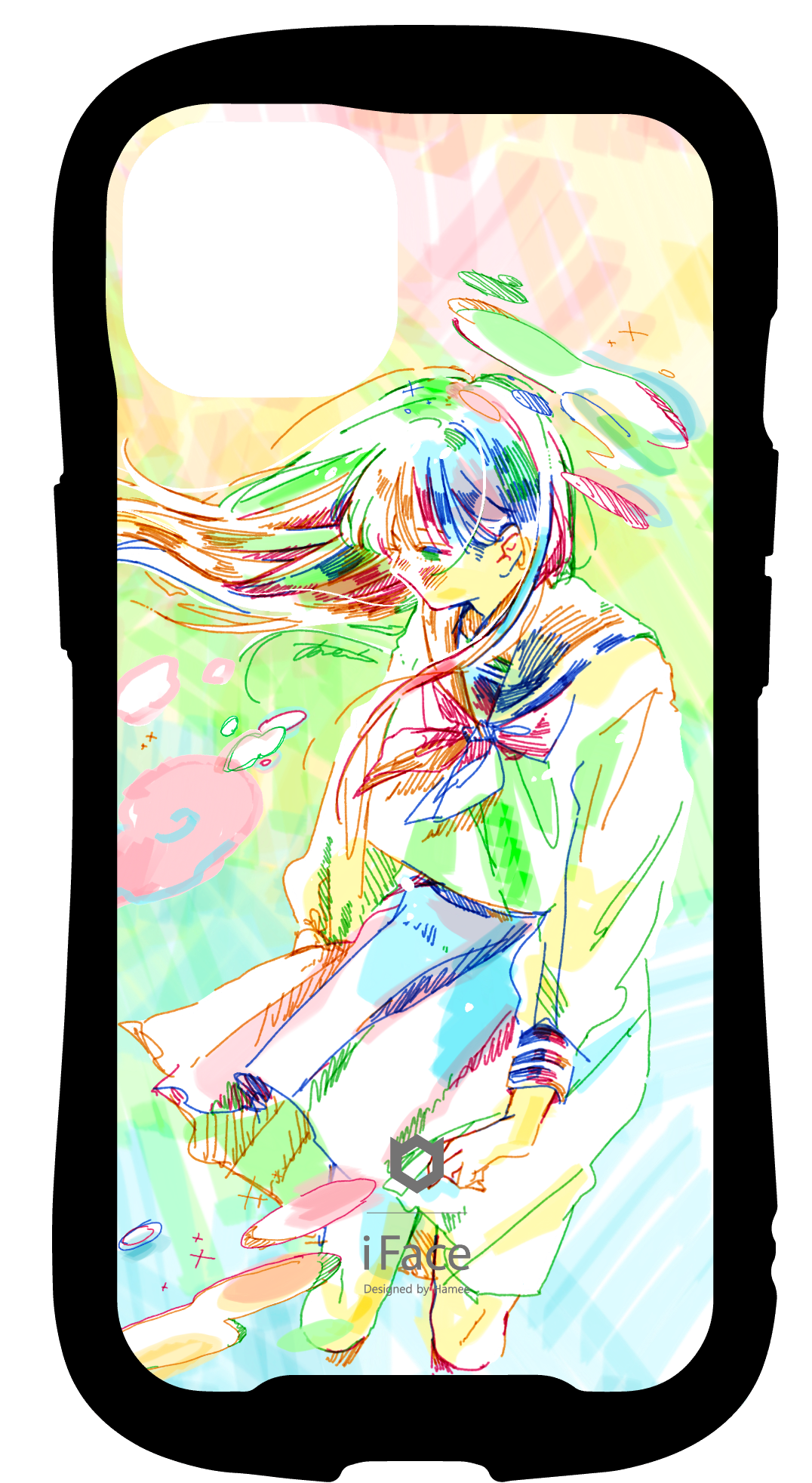 iFace reflectionインナーシート iPhone14 女の子 カラフル キラキラ イエロー グリーン 花 ピンク