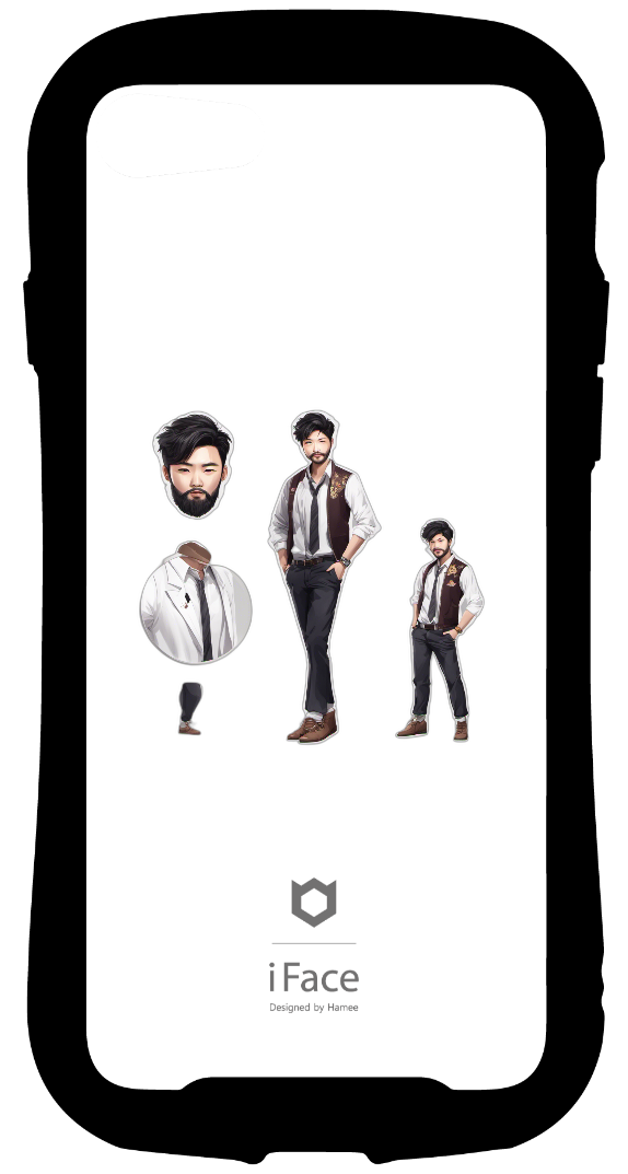 iFace reflectionインナーシート iPhone SE 2022/SE 2020/8/7 ヒゲ 目が点 40代アジア男性