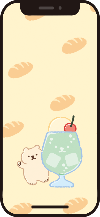 スマホ待受画像 食べ物 パン アニマル くま クリームソーダ