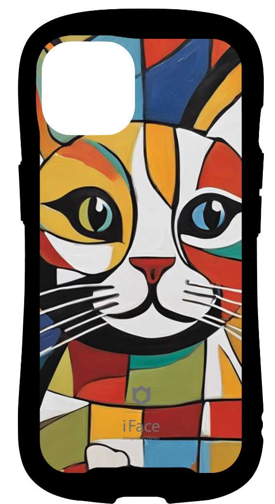 iFace reflectionインナーシート iPhone14 可愛い猫のピカソ風の絵画
