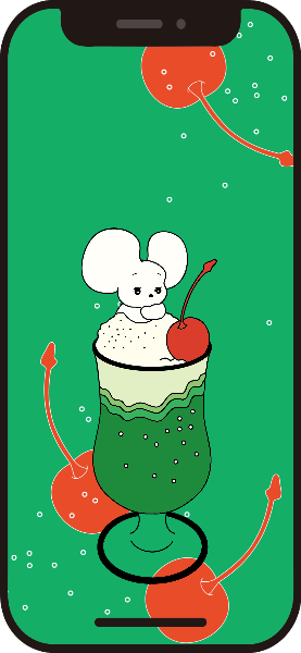 スマホ待受画像 レトロ メロンソーダ キャラクター