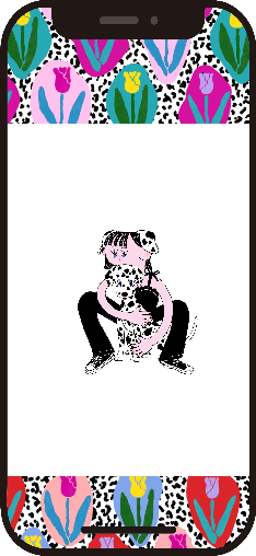 スマホ待受画像 ダルメシアン 女の子 チューリップ カラフル ピンク