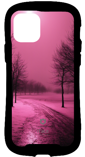 iFace reflectionインナーシート iPhone 12/12 Pro ピンク 黒 水彩画 ピンク 黒 不気味