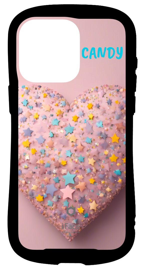 iFace reflectionインナーシート iPhone15ProMax Pastel pink many stars heart CANDY