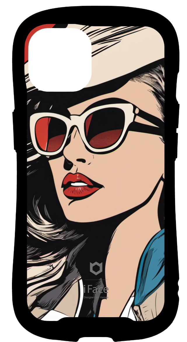 iFace reflectionインナーシート iPhone14 東京タワーの浮世絵 アメコミ風の女性