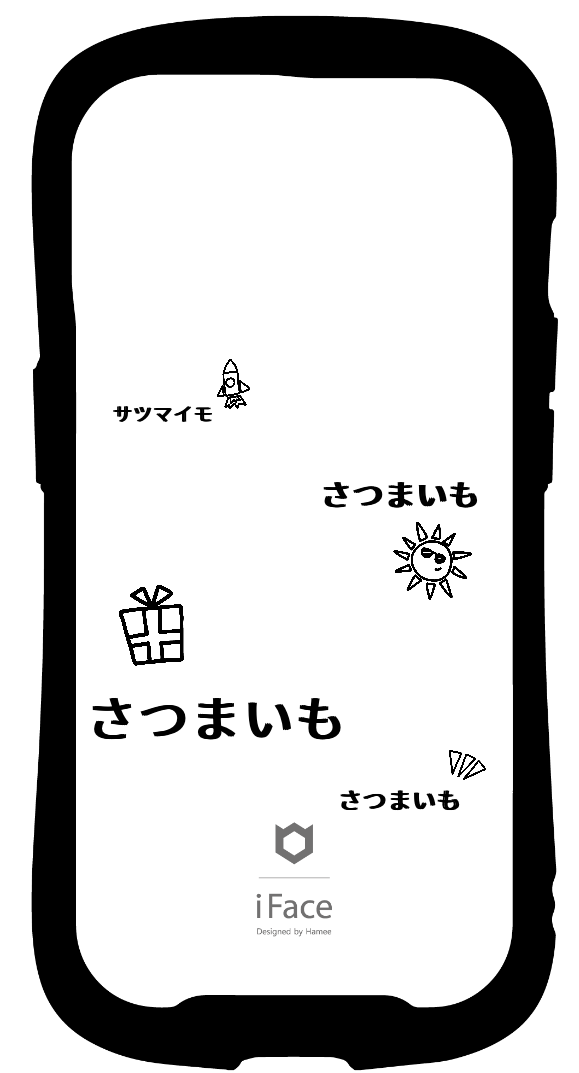iFace reflectionインナーシート iPhone14Pro iFace 花 サツマイモ さつまいも モノクロ