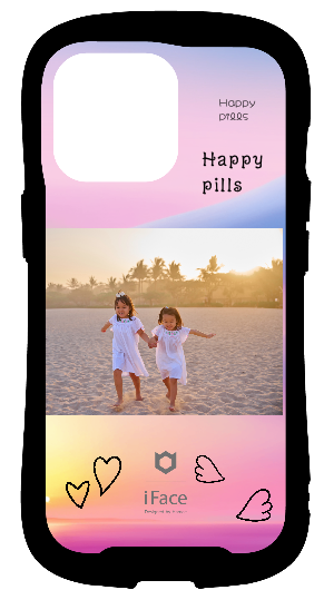 iFace reflectionインナーシート iPhone13Pro ゆめかわ オリジナルスタンプ シンプル モノクロ Happy pills
