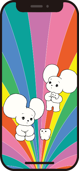 スマホ待受画像 レトロ カラフル キャラクター シラタマ