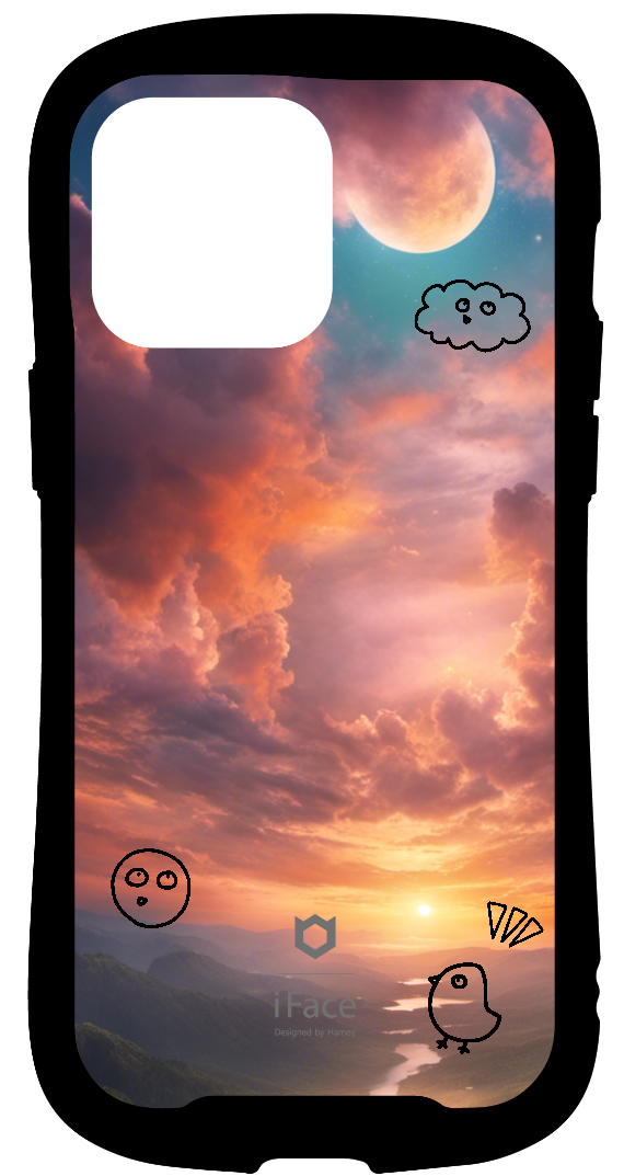 iFace reflectionインナーシート iPhone14ProMax 夕焼け 空 sky iFace モノクロ