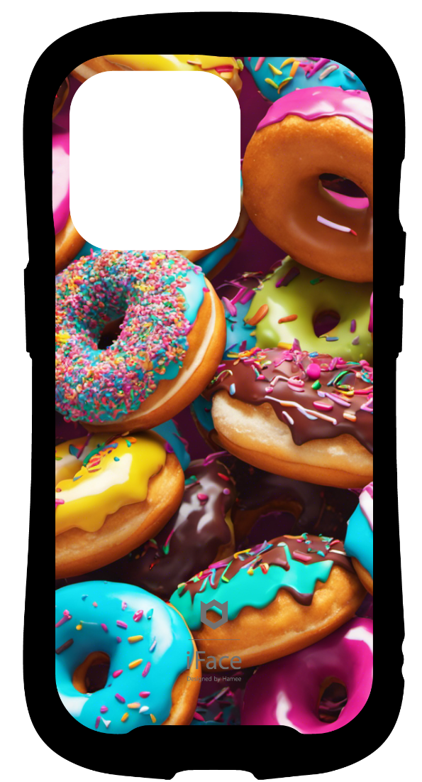 iFace reflectionインナーシート iPhone14Pro Colorful and delicious donuts, (photorealistic-1.4), Best quality, 8k, Masterpiece, raw photo, wide angle lens, booth, <lora-EMS-18791-EMS-0.800000>