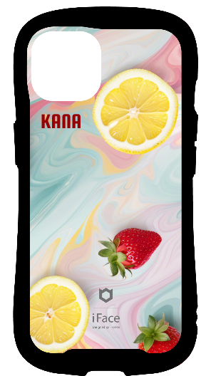 iFace reflectionインナーシート iPhone14 pastel color marble pattern lemon and strawberry pastel color marble pattern cut lemon and strawberry pastel color marble pattern upside lemon and downside strawberry KANA iFace モノクロ