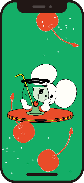 スマホ待受画像 レトロ メロンソーダ キャラクター 喫茶店